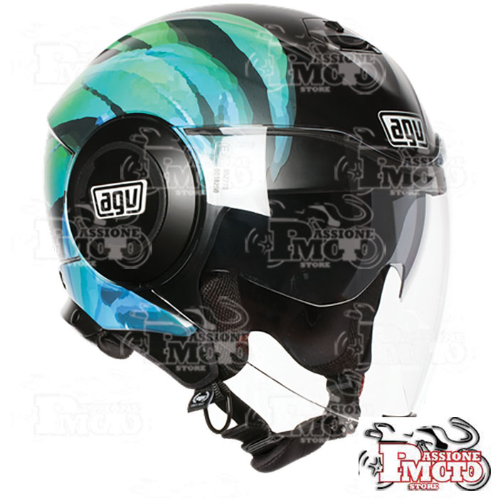 Casco AGV Fluid Multi Kew Matt Black-Lime-Aqua