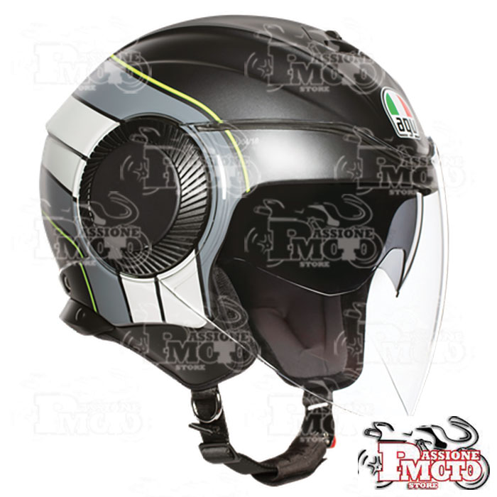 Casco Jet AGV Orbyt Multi Brera Matt Black/Grey/Yellow Fluo