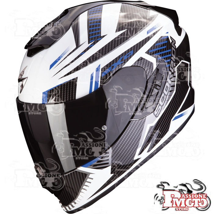 Casco Scorpion EXO-1400 Evo Air Shell Bianco-Blu - Clicca l'immagine per chiudere