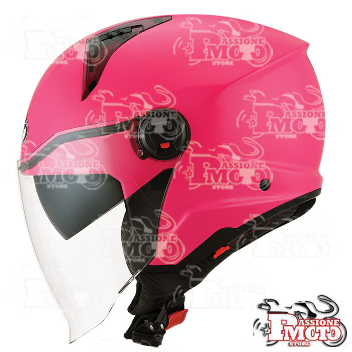 Casco Kyt Jet D-City Plain Fuxia Fluo