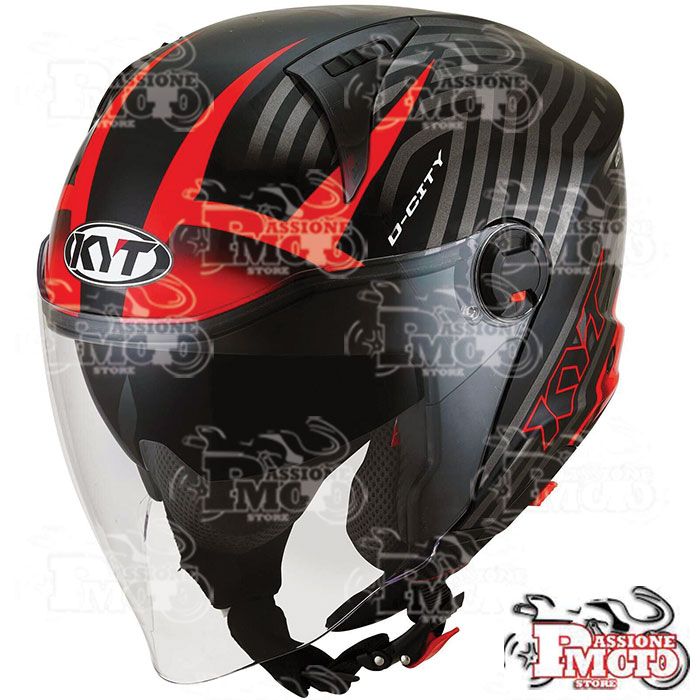 Casco Kyt Jet D-City Lucent Black/Red